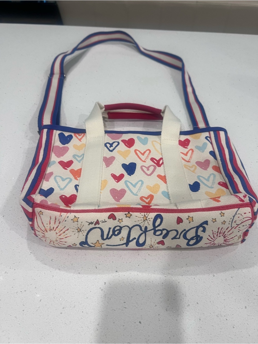 Brightheart Canvas Tote with Multicolor Hearts